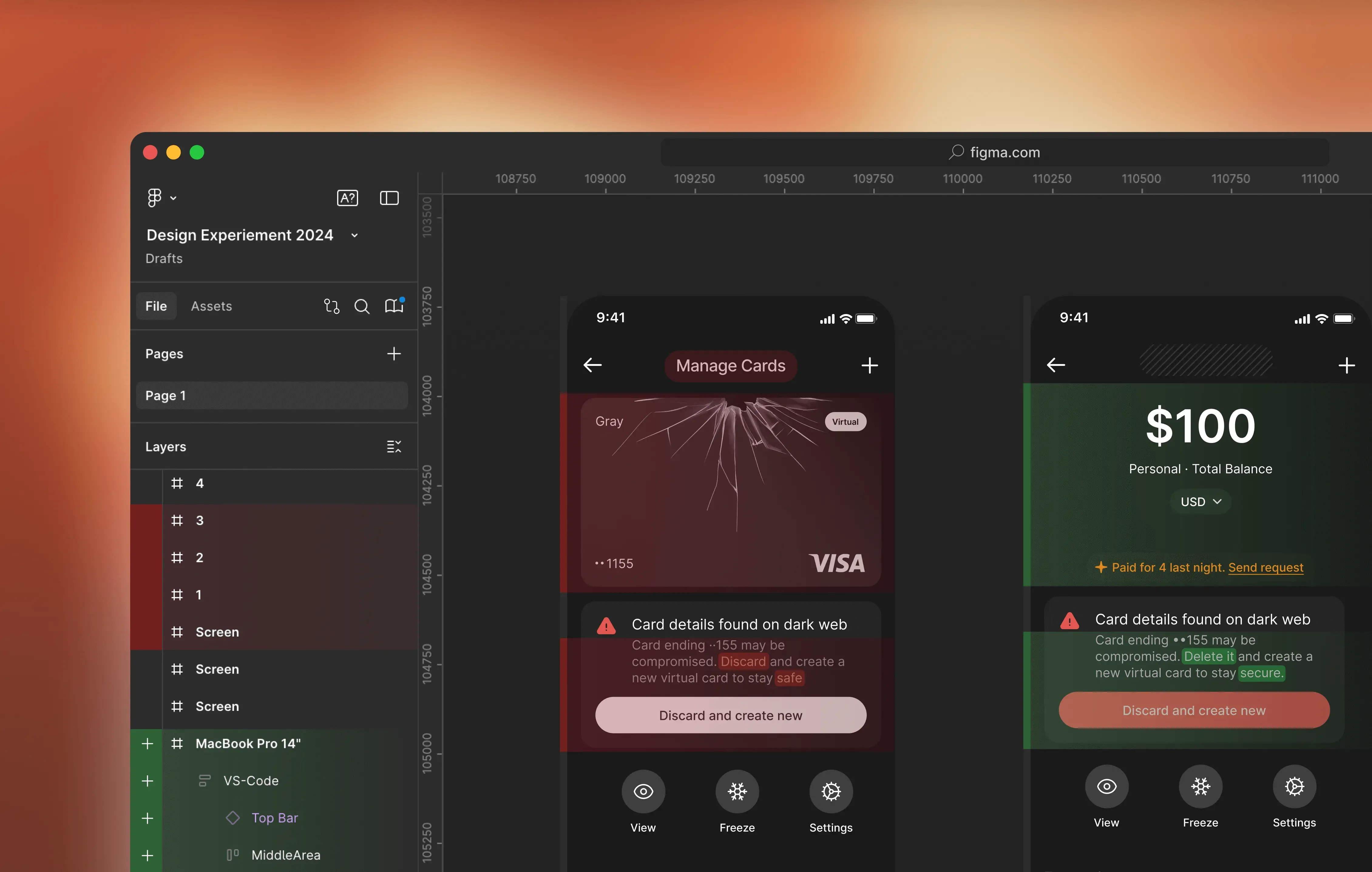 Git-like version control inside Figma concept