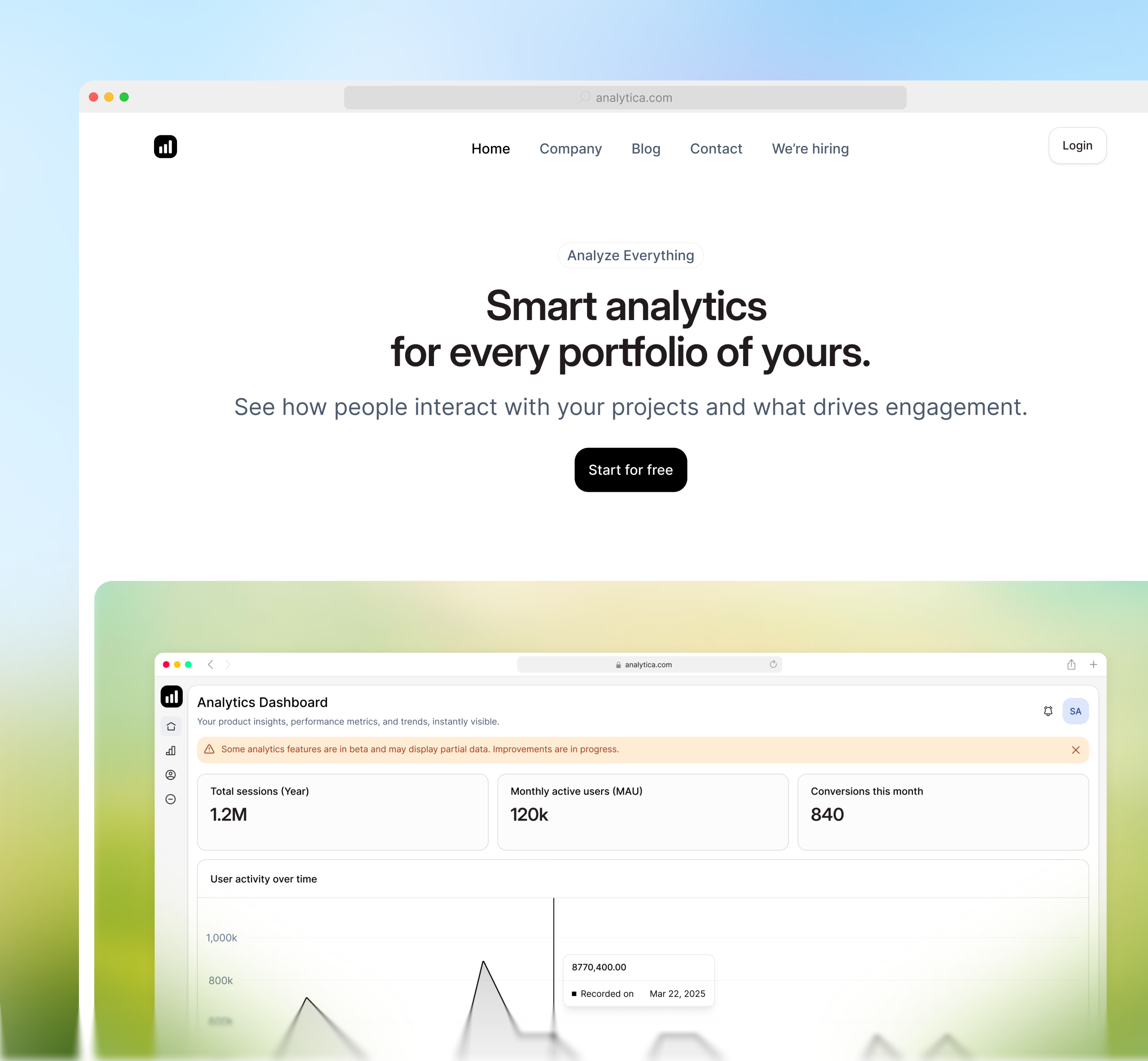 Portfolio analytics tool concept
